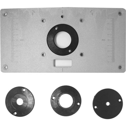 Aluminum Router Table Insert Plate with 4 Rings and Screws for Woodworking Benches Router Table Plate Woodworking Machinery Tool
