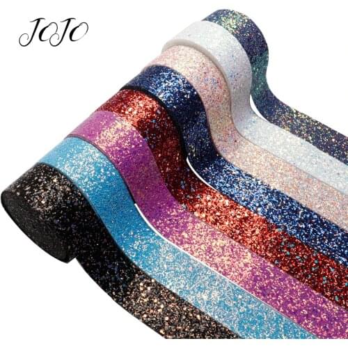 JOJO BOWS 38mm 2y Sparkly Solid Chunky Glitter Ribbon For Needlework Gift Box Wrapping Wedding Party Decoration DIY Hair Bows