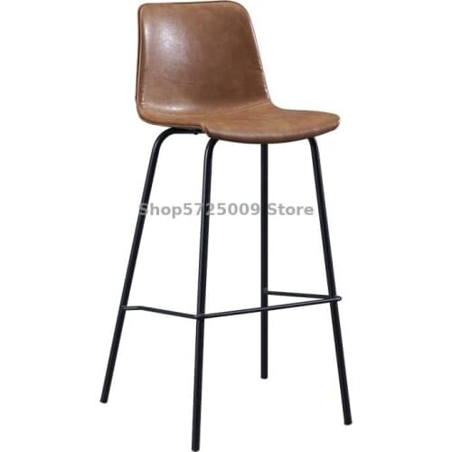 Bar Chair Ins Net Red Designer Nordic Iron Art High Chair Retro Leather Art Bar Stool Bar Chair Black Foot Bar Chair
