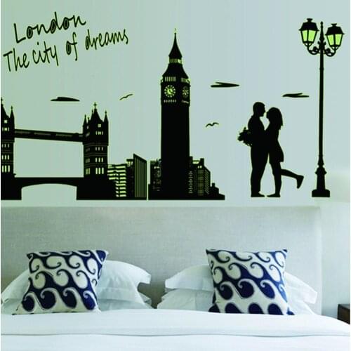Free shipping NEW DESIGN London the city of dreams decoration luminous stickers wall home living room decals glow ABQ9603