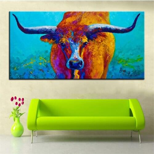 Large size Printing Oil Painting texas longhorn Wall painting Steampunk Wall Art Picture For Living Room painting No Frame