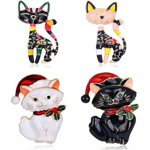 New Arrival Cute Enamel Paint Cat Brooch Unisex Women And Men Brooch Pin Animal Design Fashion Jewelry