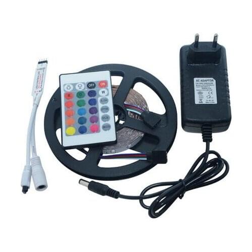 RGB LED Strip 12 V Flexible Light 2835 5M Waterproof 12V Led Strip Tape ledstrip Rope IR Remote Control Power Adapter