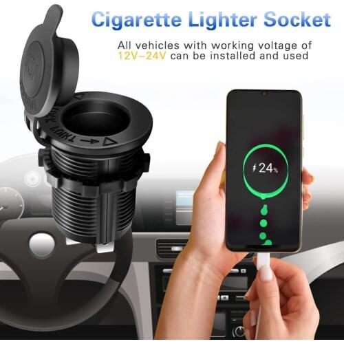 ATV RV Cigarette Lighter Socket Car Motorcycle 12V with 24 inch Wires DIY Kit Easily Installation Personal Car Elements