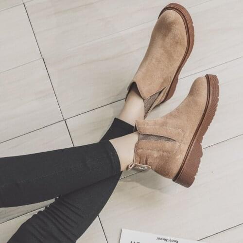 GOXPACER Boots Women Elastic Band Female Motorcycle Boots Slip On Round Toe Martin Casual Boots Plus Size British Style 2018 New