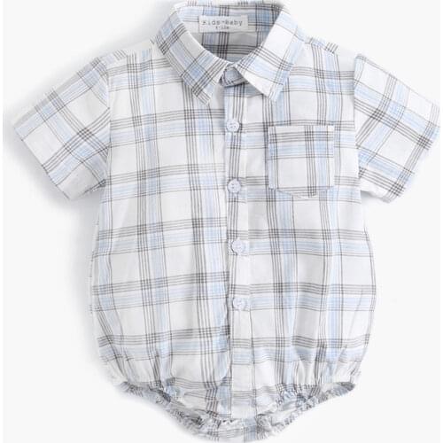 LILIGIRL Cotton Baby Boys Bodysuits Fashion Newborn Clothes for Baby Boy Short Sleeve Summer Baby Clothing Plaid