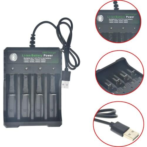 4 Slot Intelligent USB Rechargerable Battery Charger Li-ion 18650 16340 14500