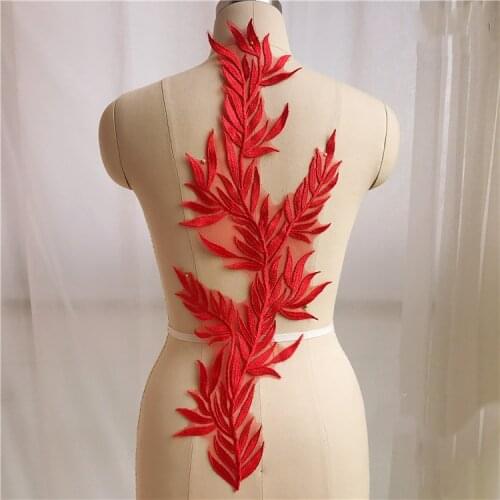 1pcs Leaf Embroidery Applique Patch For Evening Dress Diy Clothing Lace flower Fabrics Patches Sew On Decoration Accessories