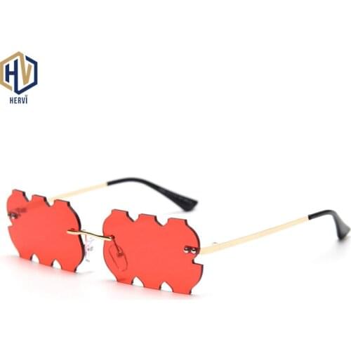 Metal Irregular Sunglasses Woman High Quality Ocean Lens Men Party Prom Decoration Unisex UV400 очки