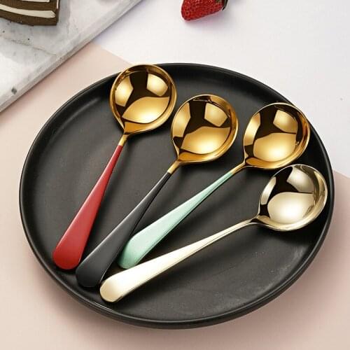 Fashion Tableware Beautiful Golden Dinner Soup Spoon 304 Stainless Steel Spoon Tablespoons Utensils For Kitchen