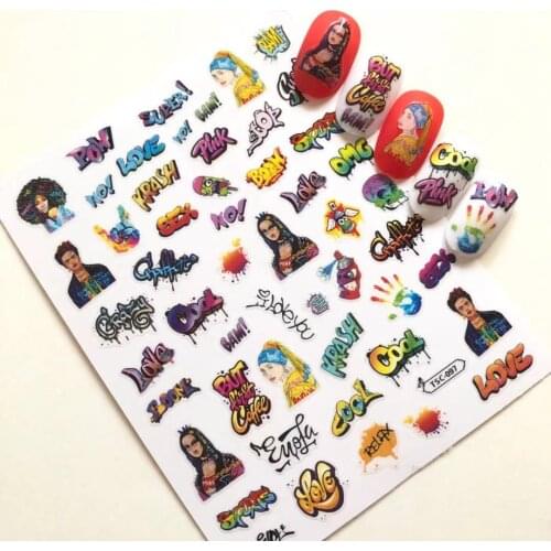 TSC-97 English nail slider tomie beginning 3d nail art stickers finished sticker patch
