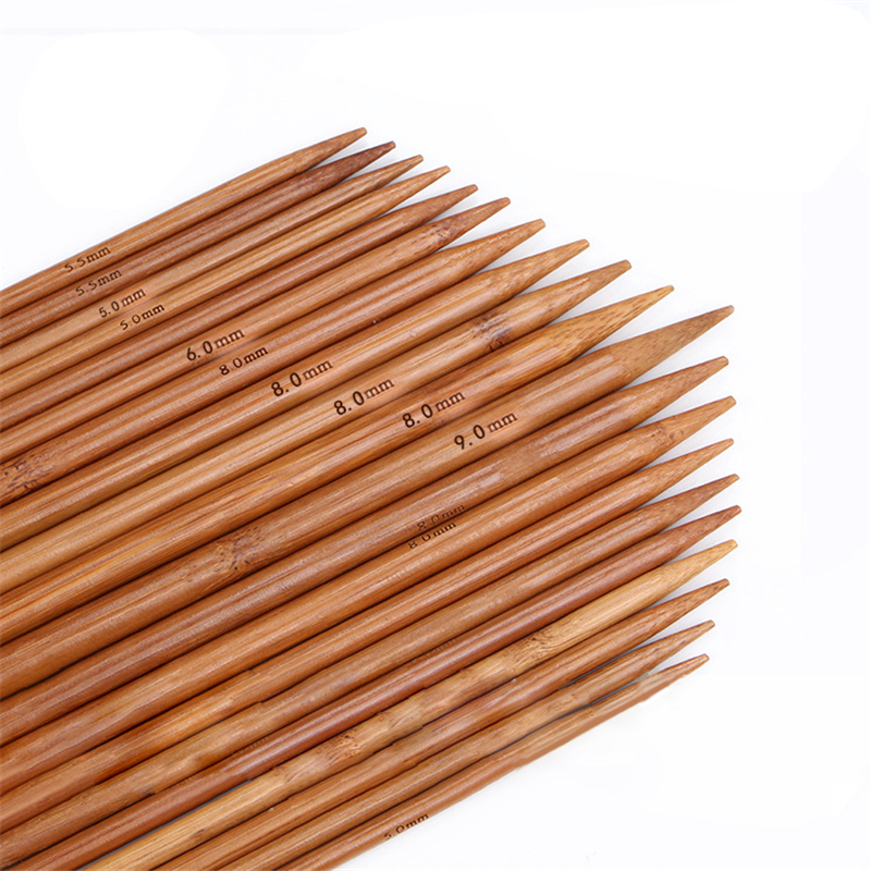 Natural Bamboo Double Pointed Knitting Needles Coffee 36cm long DIY Handle Home Weave Yarn Crafts Tools,4 Sets(4Pcs per set)