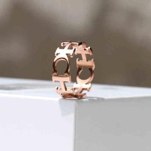 YUN RUO New Arrival Fashion Letters Ring Titanium Steel Jewelry Woman Gift Rose Gold Color Never Fade Drop Shipping Wholesale