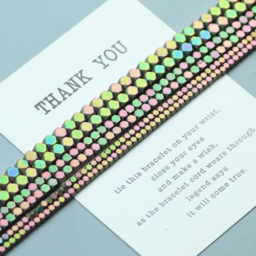 Matte New Green coloful Hematite Stone Beads Cube Faceted Spacer Loose beads for Jewelry Bracelet Making DIY 2 3 4mm 15" Finding