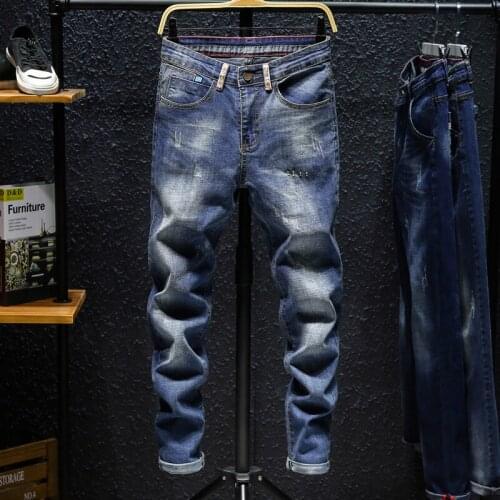 HCXY 2019 Autumn jeans pants men classic Business rip jeans pants men slim fit Fashion denim pants men casual