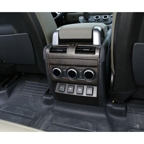 For Land Rover Defender 110 130 2020 ABS Carbon Fiber Oak Grain Silver Armrest Box Rear Anti-kick Cover Car Accessory