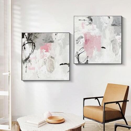 Simple and modern Nordic abstract watercolor ink brush touch porch living room mural poster print canvas decorative painting