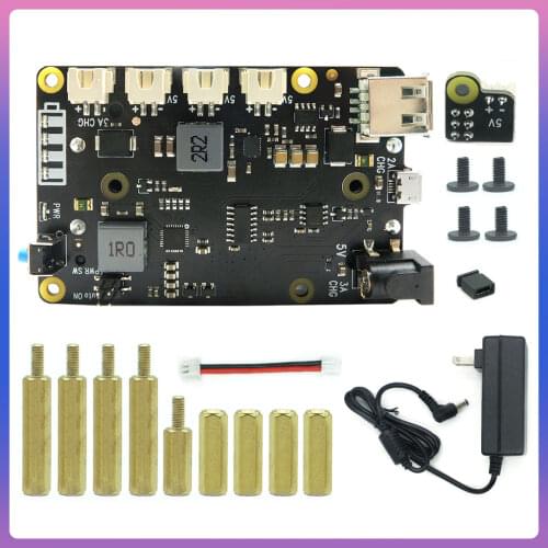 Raspberry Pi 4 Model B X705 UPS HAT 18650 Power Max 5.1V 8A Output Expansion Board with DC 5V 4A Power Supply for Pi 4B/3B+/3B