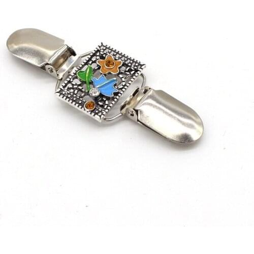 Colorful Enamel Paint Flower Alloy Brooch Clip Scarves Sweater Shawl Keeper Collar Buckle Holder Garters Accessories Jewelry