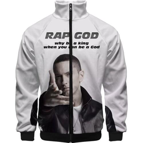 Kpop Music to Be Murdered by Style Rap Singer Eminem 3D Colour Print Stand Collar 2020 Zipper Raglan Coat Autumn Sweatshirt Tops