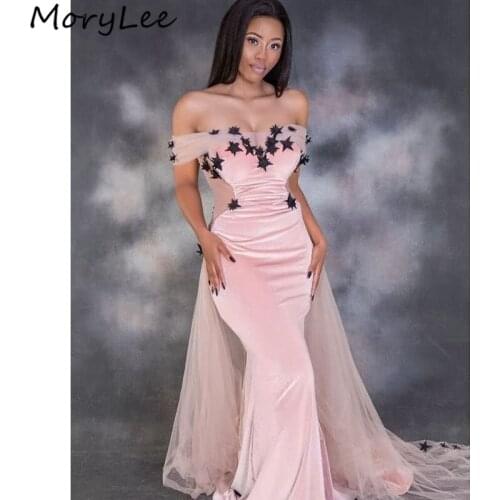 Pink Evening Dresses Off The Shoulder Floor Length Silk Satin Zipper Mermaid Evening Dresses vestidos de fiesta de noche