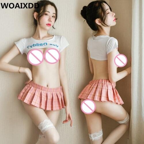 Sexy School Girl Japanese Costumes Women Sexy Cosplay Lingerie Set Student Uniform With Miniskirt Cheerleader Outfit Clubwear