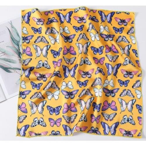 50*50 cm Small Square Scarf Women Fashion Butterfly Silk Scarf Ladies Handkerchief Neck Bag Head Wrap Shawls