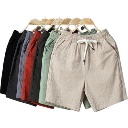Summer Men Shorts Loose Stretched Thin Cotton Man Plus Size 6XL - 9XL Oversized Beach Short Linen straight five-Point Pants