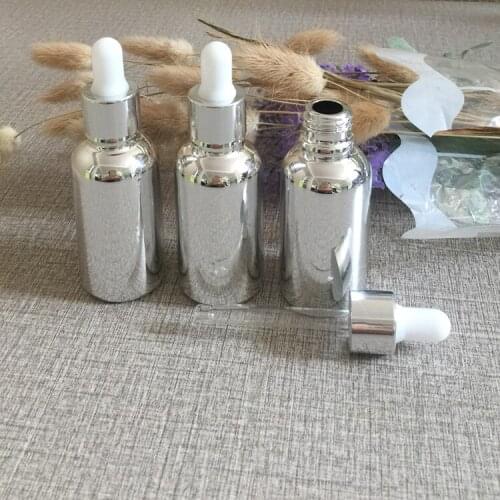 30ml glass silver plated dropper bottle container,essentical oil bottle refillable cosmetics bottles 50pieces/lot