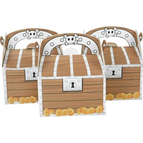 5pcs Pirate Theme Treasure Chest Box Candy Gift Boxes For Halloween Decoration Kids Birthday Party Baby Shower Decor Supplies