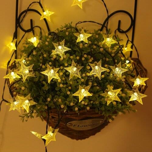 Led Solar Energy Star Lamp String Outdoor Waterproof Garden Pentastar Sky Decorative Christmas Lights Reflector Lumiaire Wedge