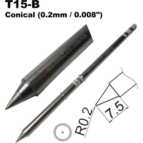 T15-B Conical 0.2mm Soldering Tip for HAKKO FX-951 FX-950 FX-952 FX-9501 FM-2028 FM2027 Iron Replacement Handle Pencil Bit