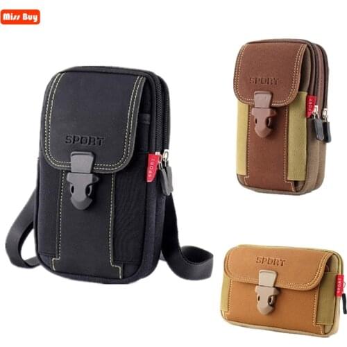 Universal Canvas Waterproof Mobile Phone Bag For Samsung A51 A41 A31 A21S A81 A91 S20 FE Wallet Case Belt Pouch Coin Purse Cover