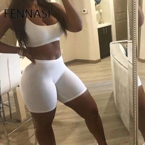 FENNASI Cycling Shorts Summer Solid Color Five-Point Basic High-Elastic Slim Sports Shorts Gym Yoga Pants