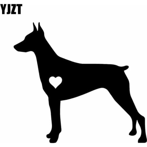 YJZT 15CM*13.6CM Doberman Pinscher Vinyl Decoration Car Sticker Black/Silver C2-3152