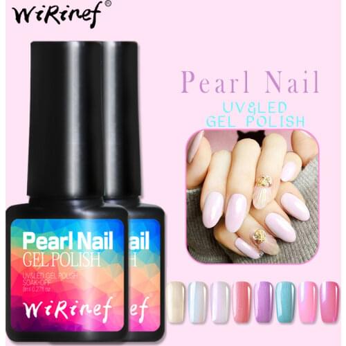 WiRinef Pearl Nail Gel Polish UV Led Long Lasting Soak Off Shiny Nail Gel Varnish Lacquer Long Lasting 8ml
