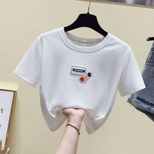 Summer New Temperament Tshirt Korean Fashion Female Tops Slim Short sleeve T Shirt Women Short 2021 women clothing Tops