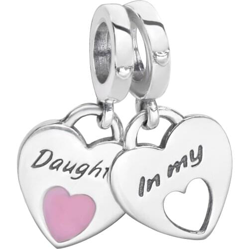 Ajax 925 Sterling Silver Cute Heart Double Pendants Charms For Jewelry Making Fit Women Fashion Necklace Snake Chain Bracelet