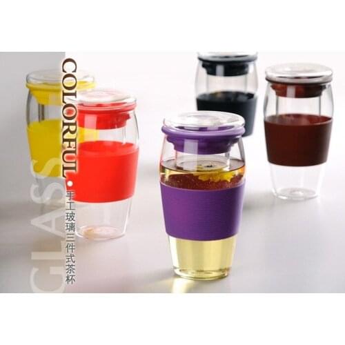 1PC LONGMING HOME large capacity 600ml gorgeous color glass cup with infusers hot selling OL 0138