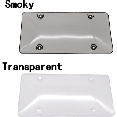 2 Pcs Durable Smoked & Transparent ABS Plastic Front / Rear Car License Plates Frame Cover Fits All USA & Canada License Plates
