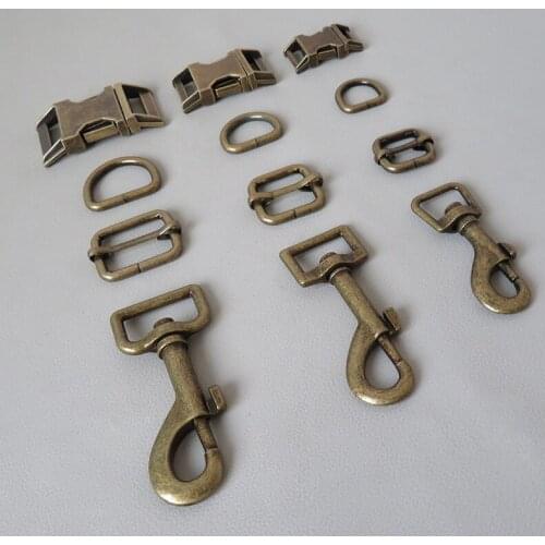 20Sets/Lot Metal Buckle Straps Slider D Ring Carabiner Hook For Pet Dog Collar Harness Leads Leash Clasp Sewing DIY Accessory