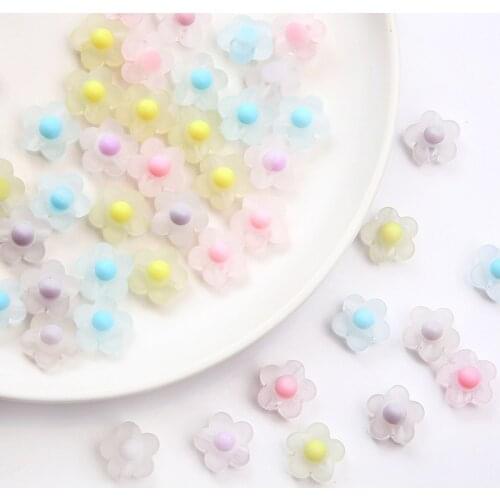 20pcs/lot 17mm Acrylic Transparent Frosted Candy Color Flower Beads For Jewelry Making DIY Necklace Bracelet Loose Beads