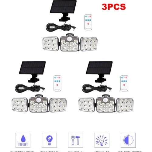 3pcs 138 led seperable remote Solar Light Outdoor Solar Lamp Motion Sensor Waterproof wall Garden Decoration security Sunlight c