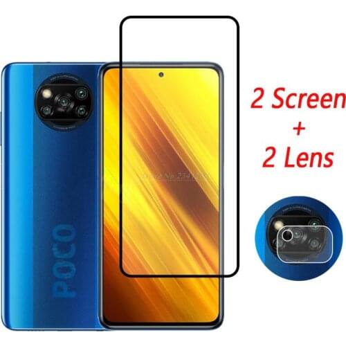 4 in 1 Tempered Glass For Xiaomi Poco X3 NFC Screen Protector For Poko X3 M3 Pro Camera Lens Glass on Xiami Poco X3 F3 GT Vidrio