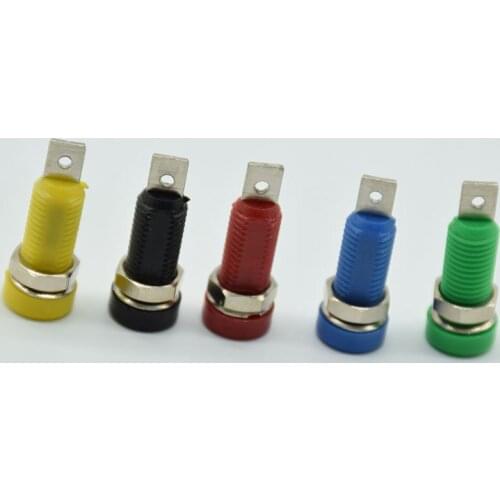 5pcs Insulated 4mm Panel Mount Banana Jack Socket Solder Type 5 colors 30VAC-60VDC/ Max 24A PS244