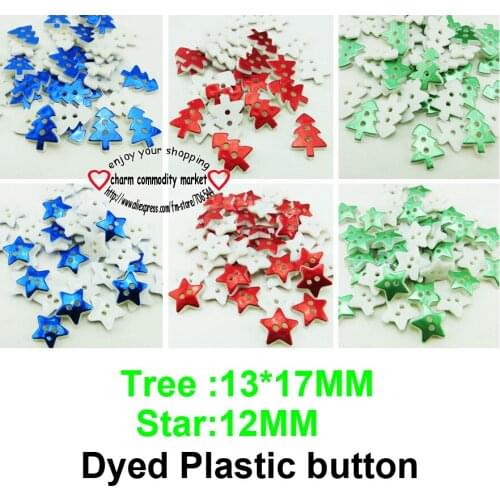 100PCS Dyed Plastic Tree/ Star new brand buttons coat boots sewing clothes accessory P-213