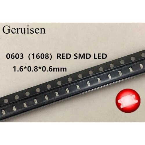 500pcs/lot Small red lamp beads 0603 SMD LED 0603 RED Light-emitting diodes Free Shipping