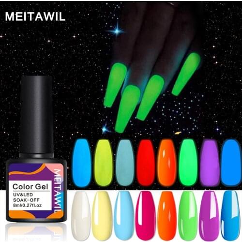 8ml Glow In Dark Fluorescent Neon Gel Polish Semi Permanent Varnish Luminous UV LED Soak Off Gel Lighting In Night