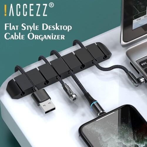 !ACCEZZ 1/2/4/6/8 Holes Silicone Cable Organizer Tidy Cable Management Clips Holder Cables Protector For Keyboard Mouse Earphone