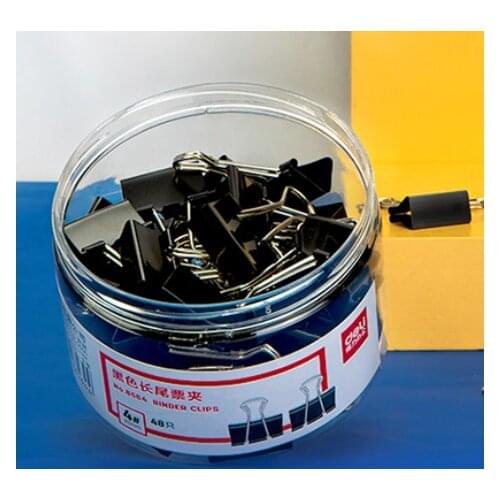 Deli 8564 Black Long Tail Ticket Holder / Business Office / Student/Stationery Clip / Swallow Tail Clip 25mm 48 Pieces / Box